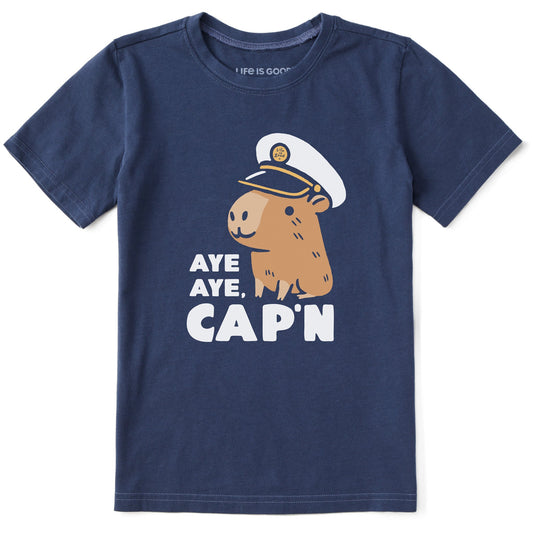 Kids Aye Aye Cap'n Capybara Short Sleeve Crusher Tee