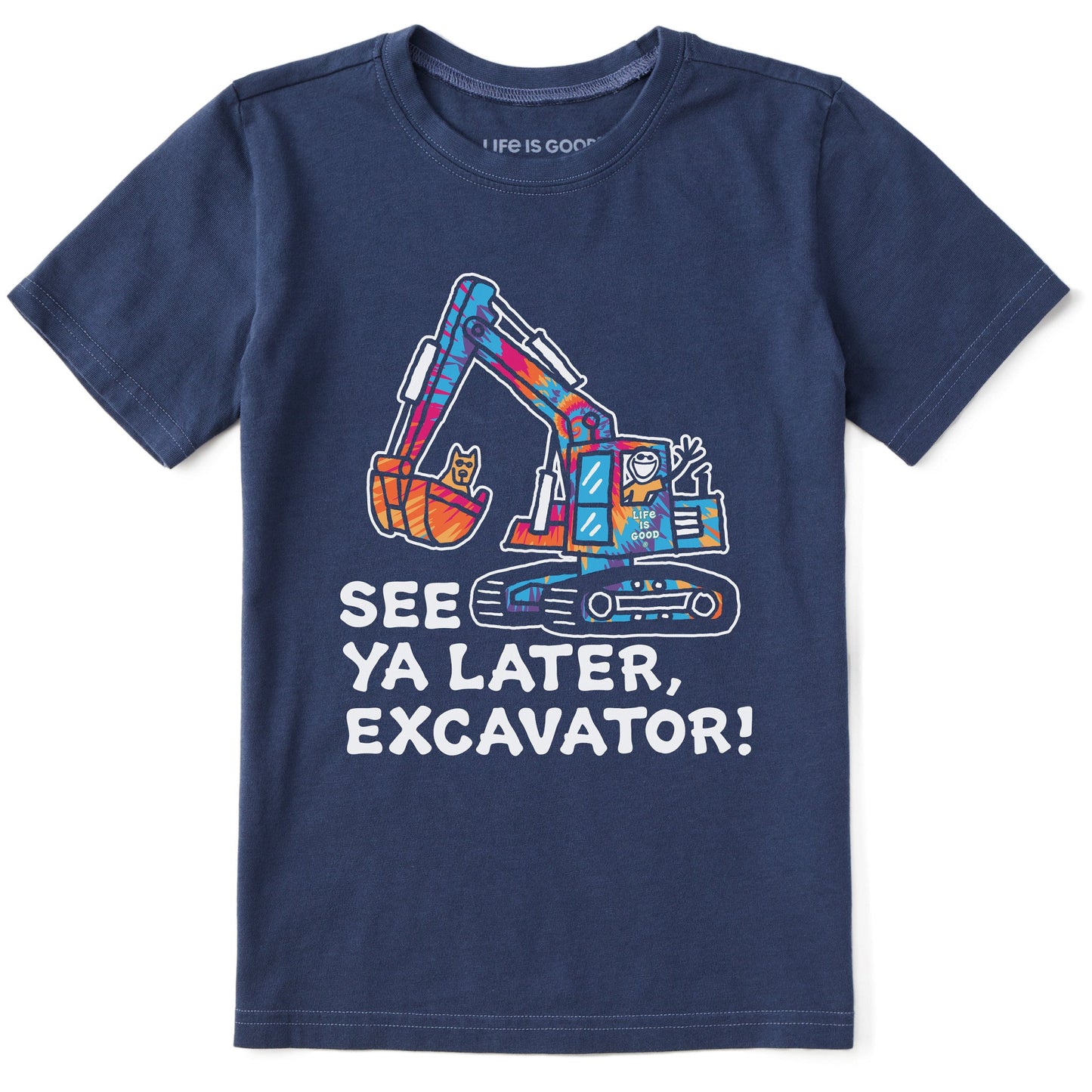 Kids Tie Dye See You Later Excavator Short Sleeve Crusher Tee