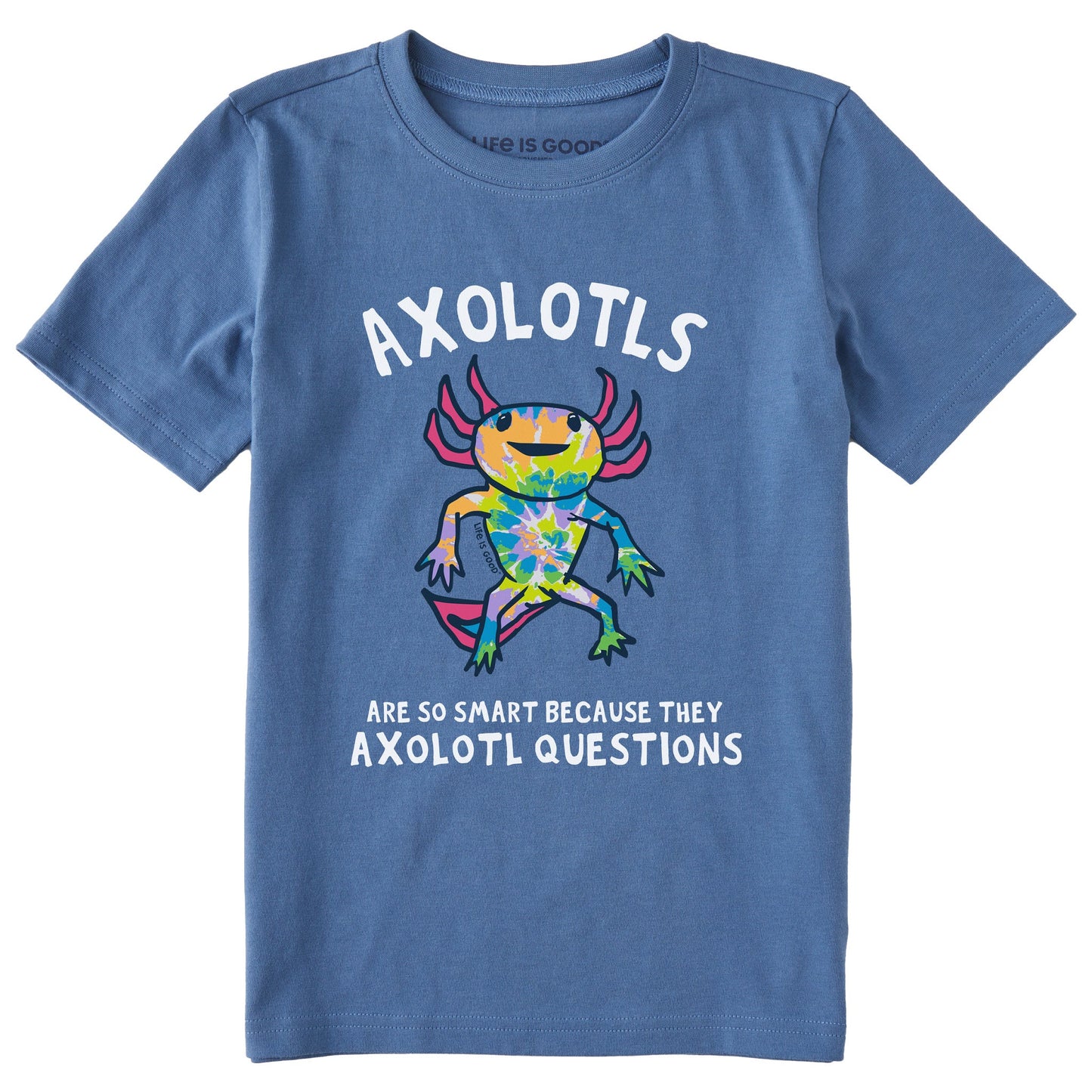 Kids Tie Dye Axolotl Questions Short Sleeve Crusher Tee