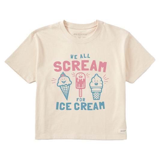 Women's We All Scream for Ice Cream Short Sleeve Crusher Boxy Tee
