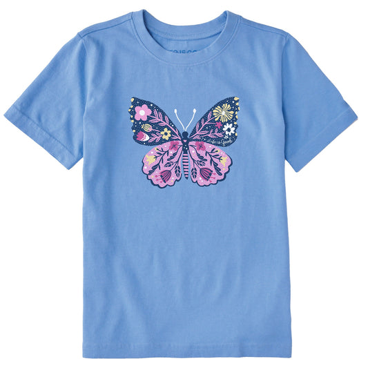 Kids Life is Good Floral Butterfly Short Sleeve Crusher Tee
