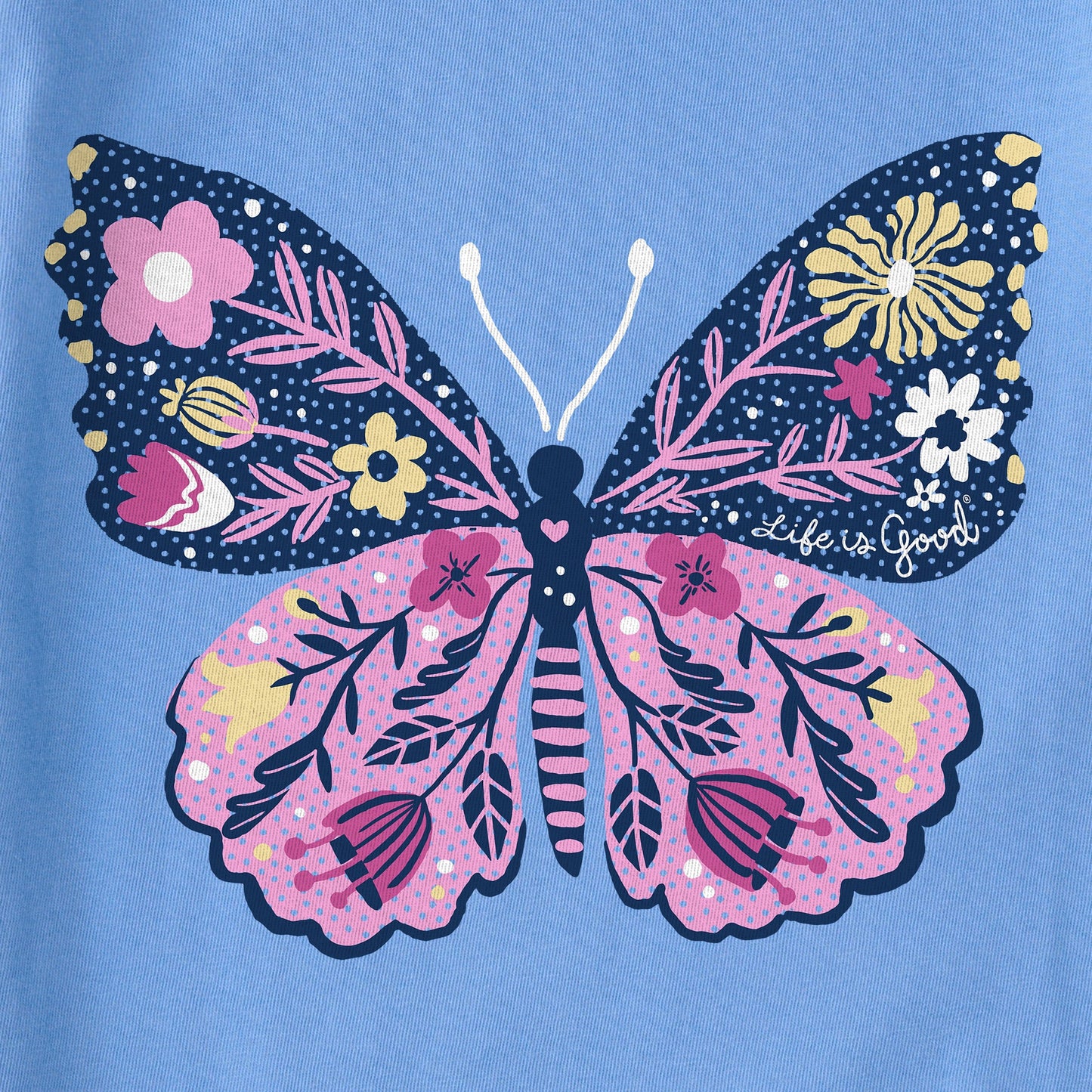 Kids Life is Good Floral Butterfly Short Sleeve Crusher Tee
