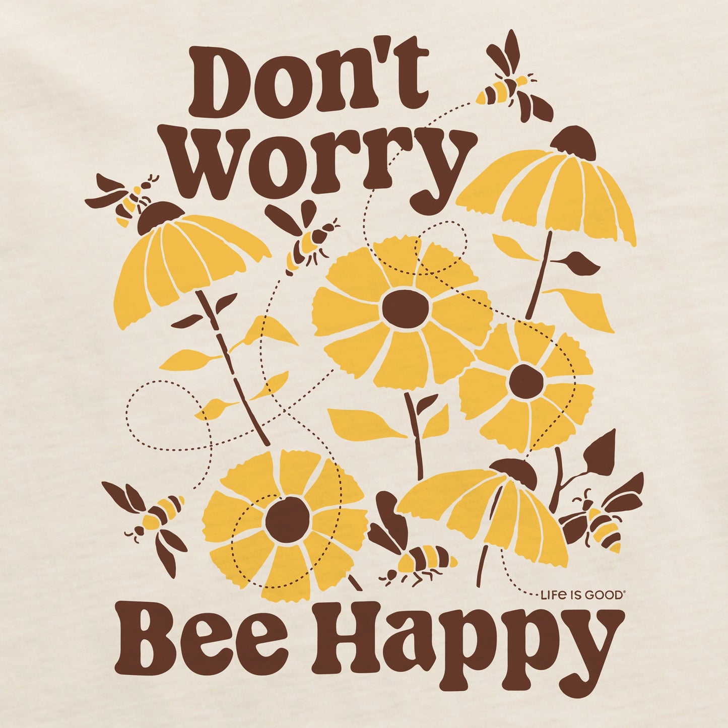 Women's Don't Worry Bee Happy Short Sleeve Crusher Boxy Tee