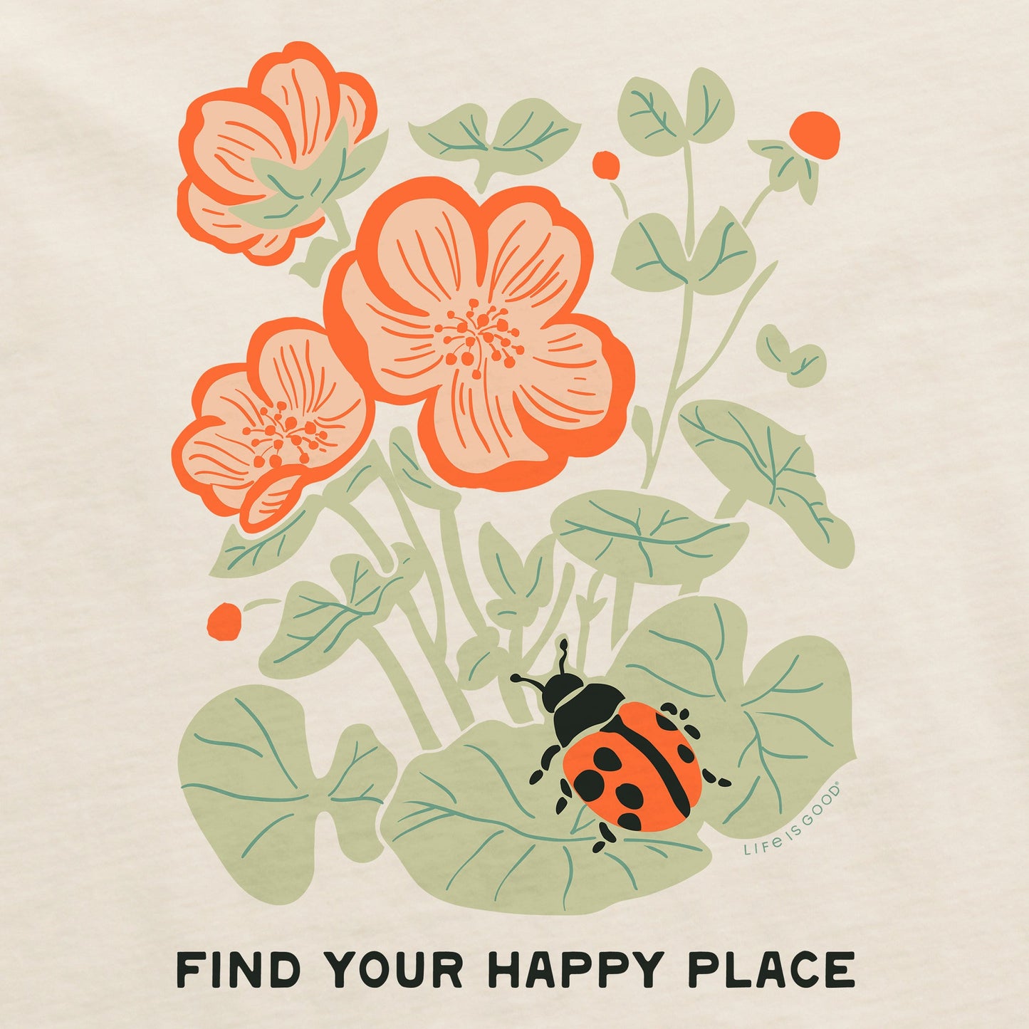 Women's Find Your Happy Place Ladybug Short Sleeve Crusher Boxy Tee