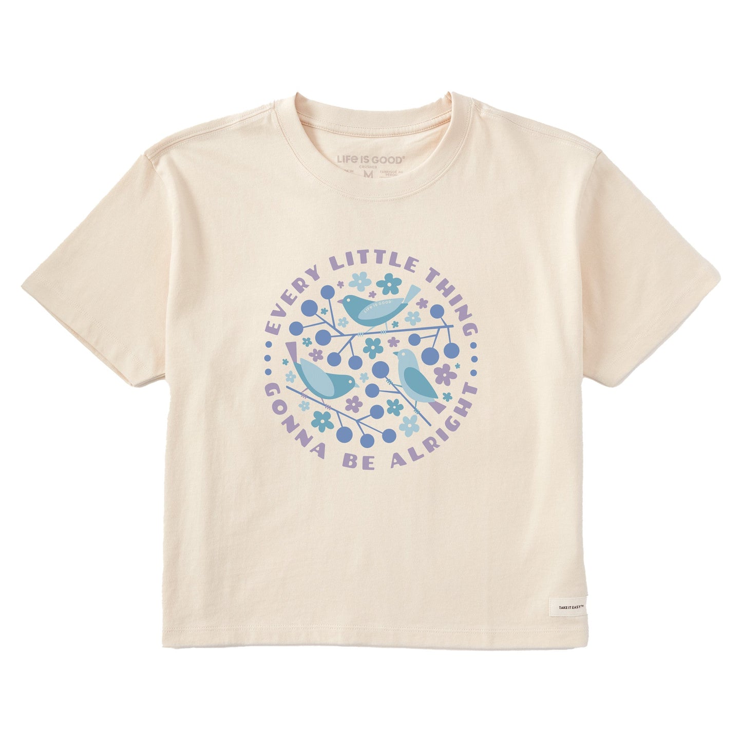 Women's Crafty Three Little Birds Short Sleeve Crusher Boxy Tee