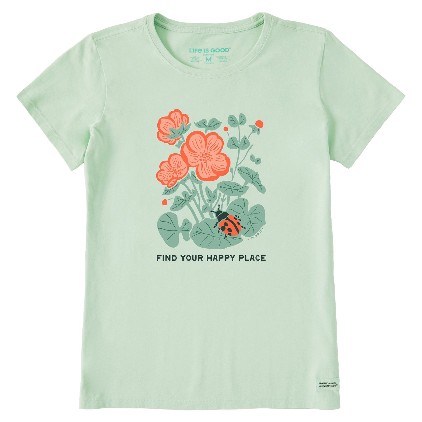 Women's Find Your Happy Place Ladybug Short Sleeve Crusher Tee