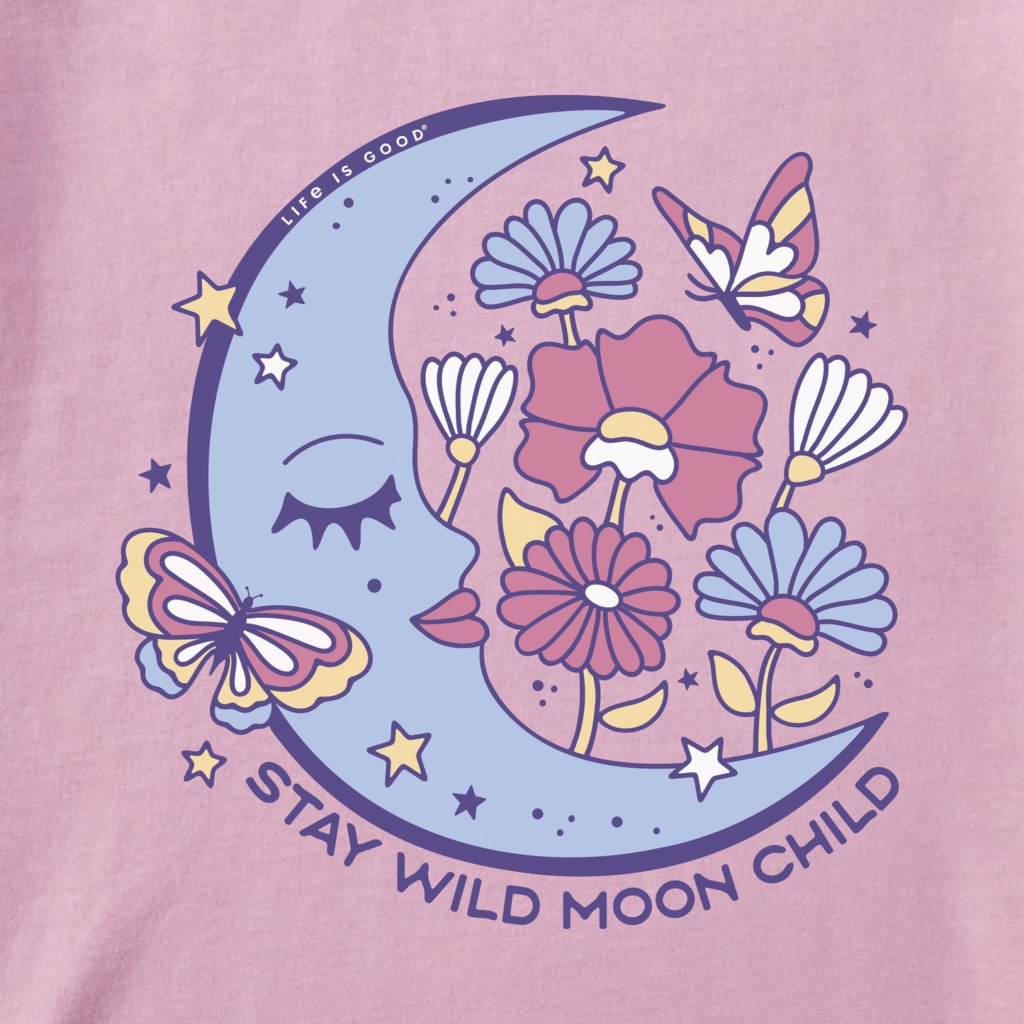 Women's Stay Wild Moon Child Flowers Long Sleeve Crusher Boxy Tee