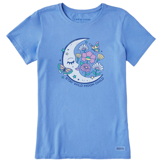 Women's Stay Wild Moon Child Flowers Short Sleeve Tee