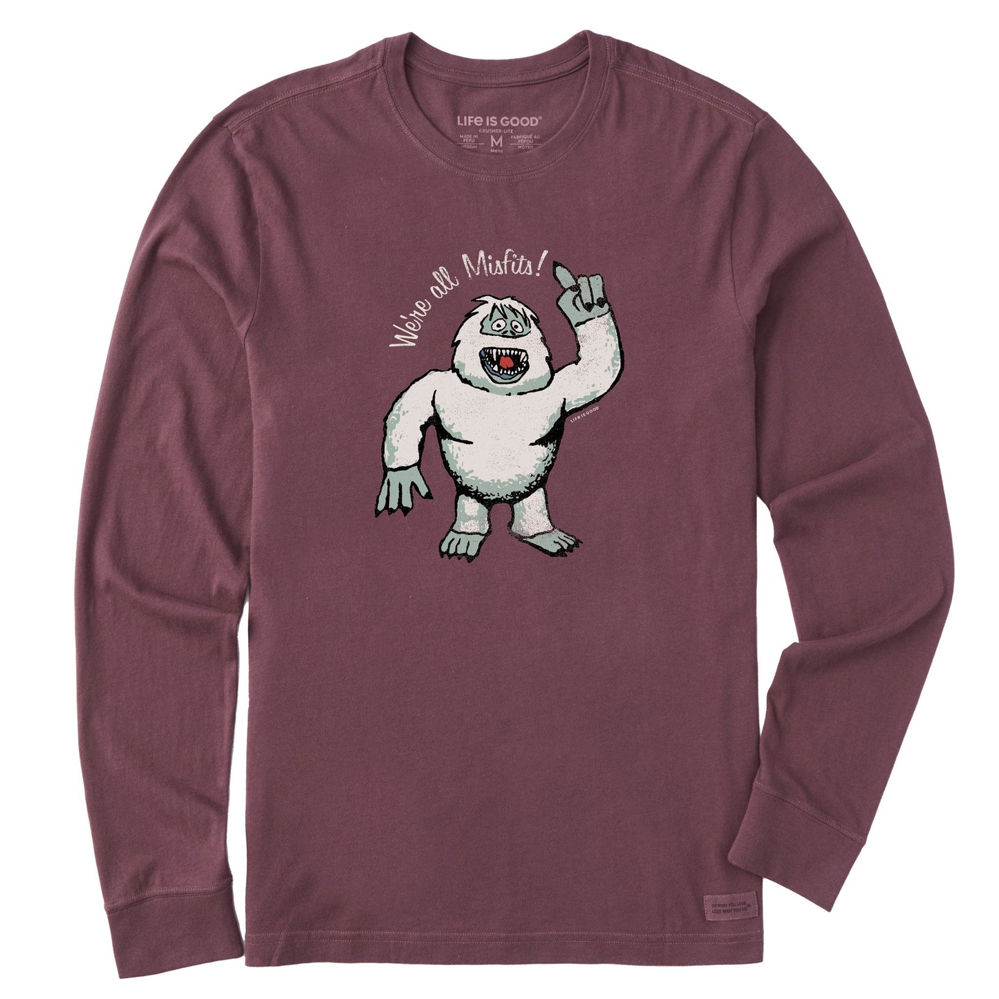 Men's We're All Misfits Snow Monster Long Sleeve Crusher Tee