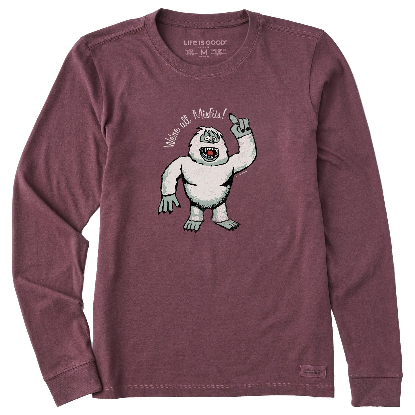 Women's We're All Misfits Snow Monster Long Sleeve Crusher Tee