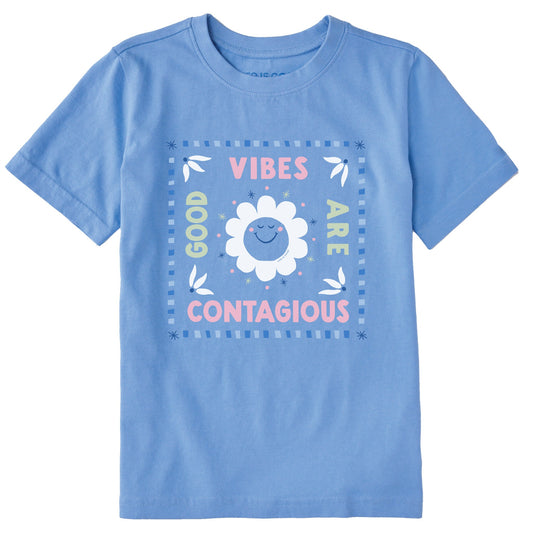Kids Good Vibes are Contagious Sun Short Sleeve Crusher Tee