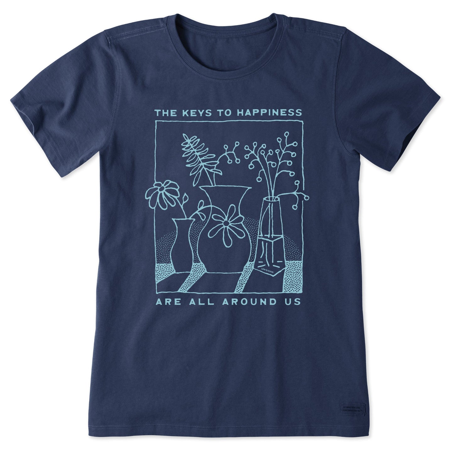 Women's The Keys to Happiness Flowers Short Sleeve Tee