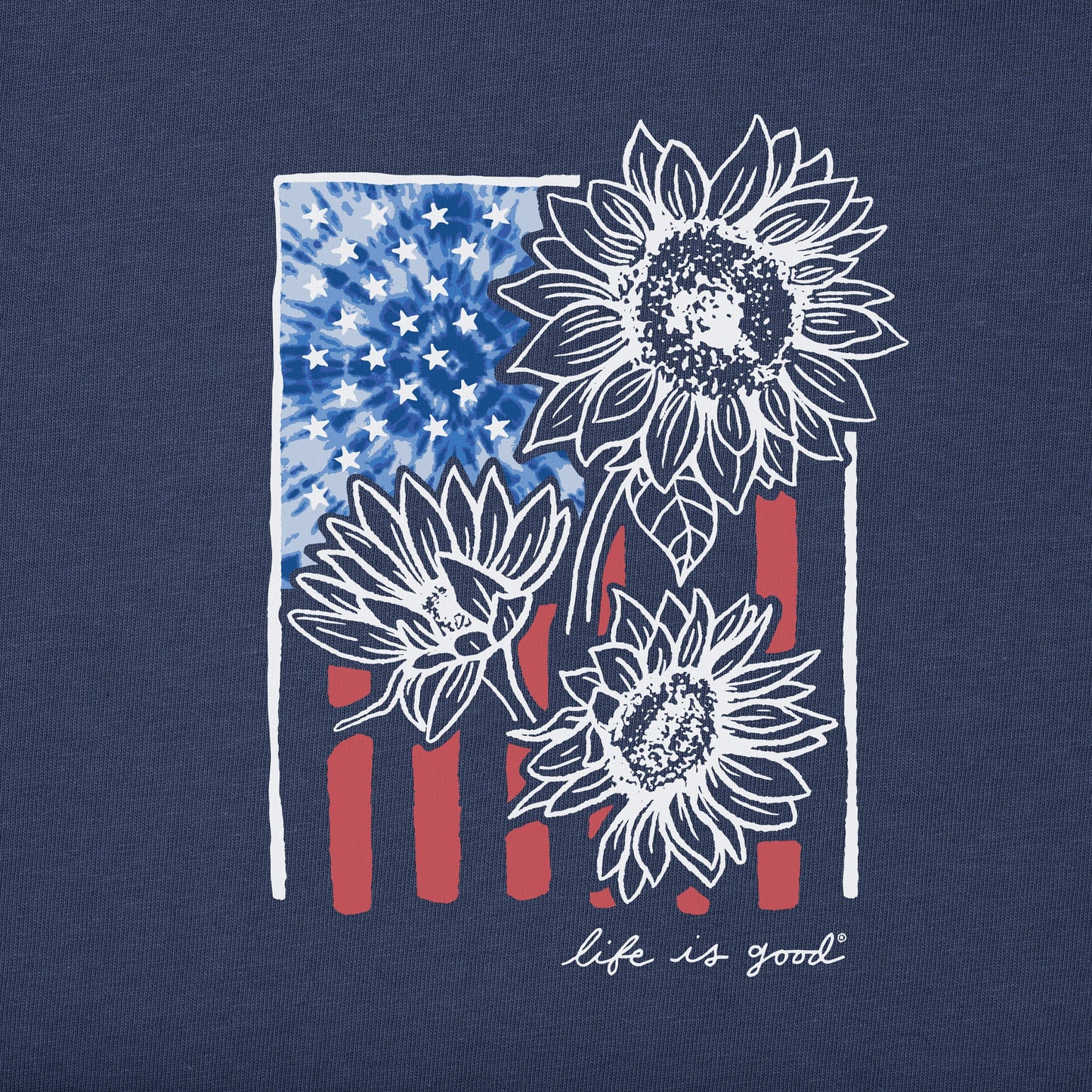 Women's Tie Dye Sunflower Flag Short Sleeve Crusher Boxy Tee