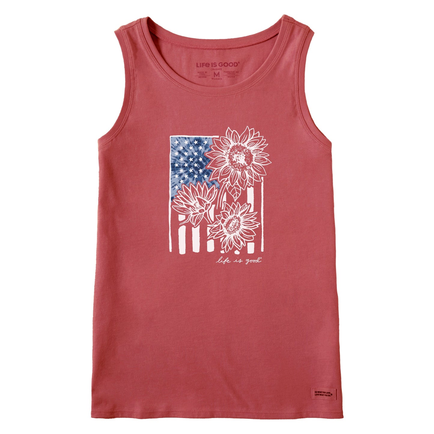 Women's Tie Dye Sunflower Flag Crusher Tank