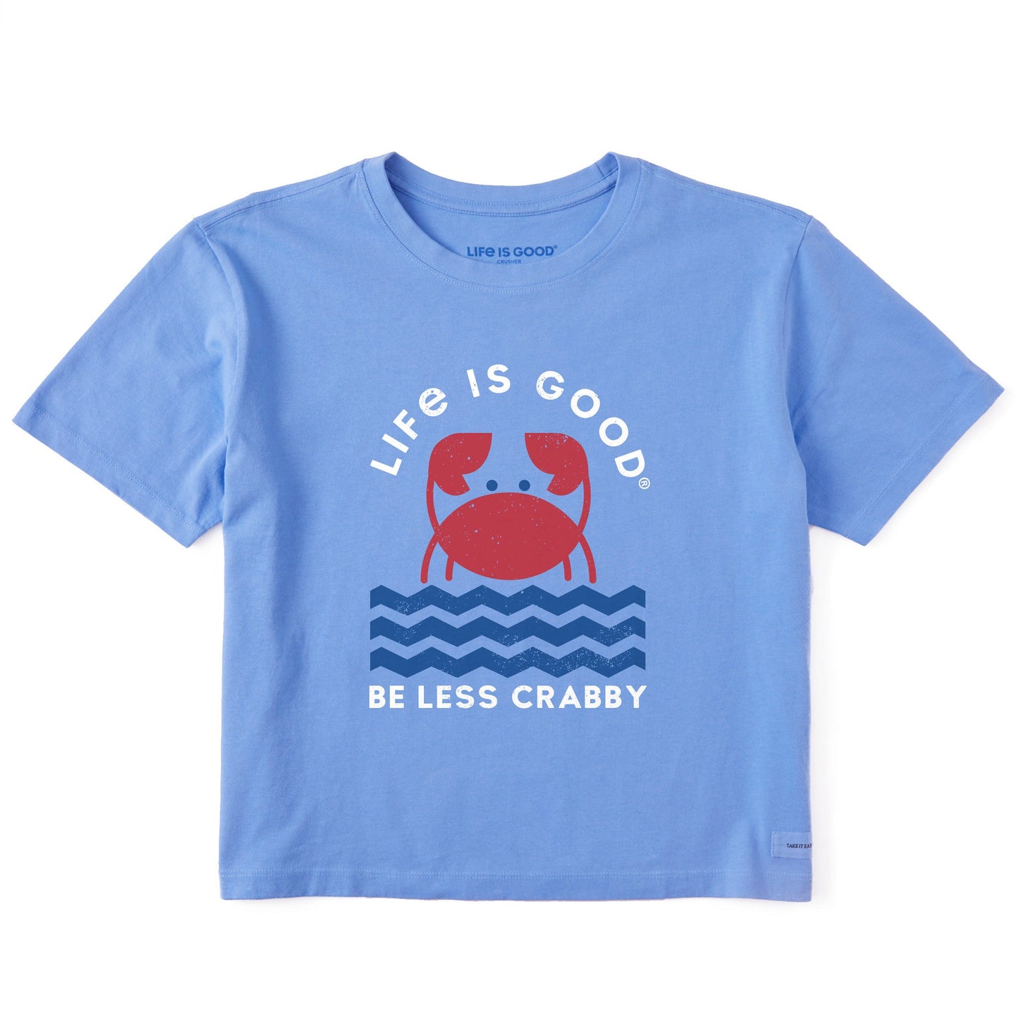 Women's Crafty Be Less Crabby Geometric Short Sleeve Crusher Boxy Tee