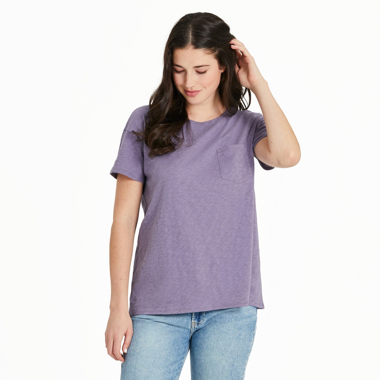Women's Solid Slub Easy Fit Pocket Tee