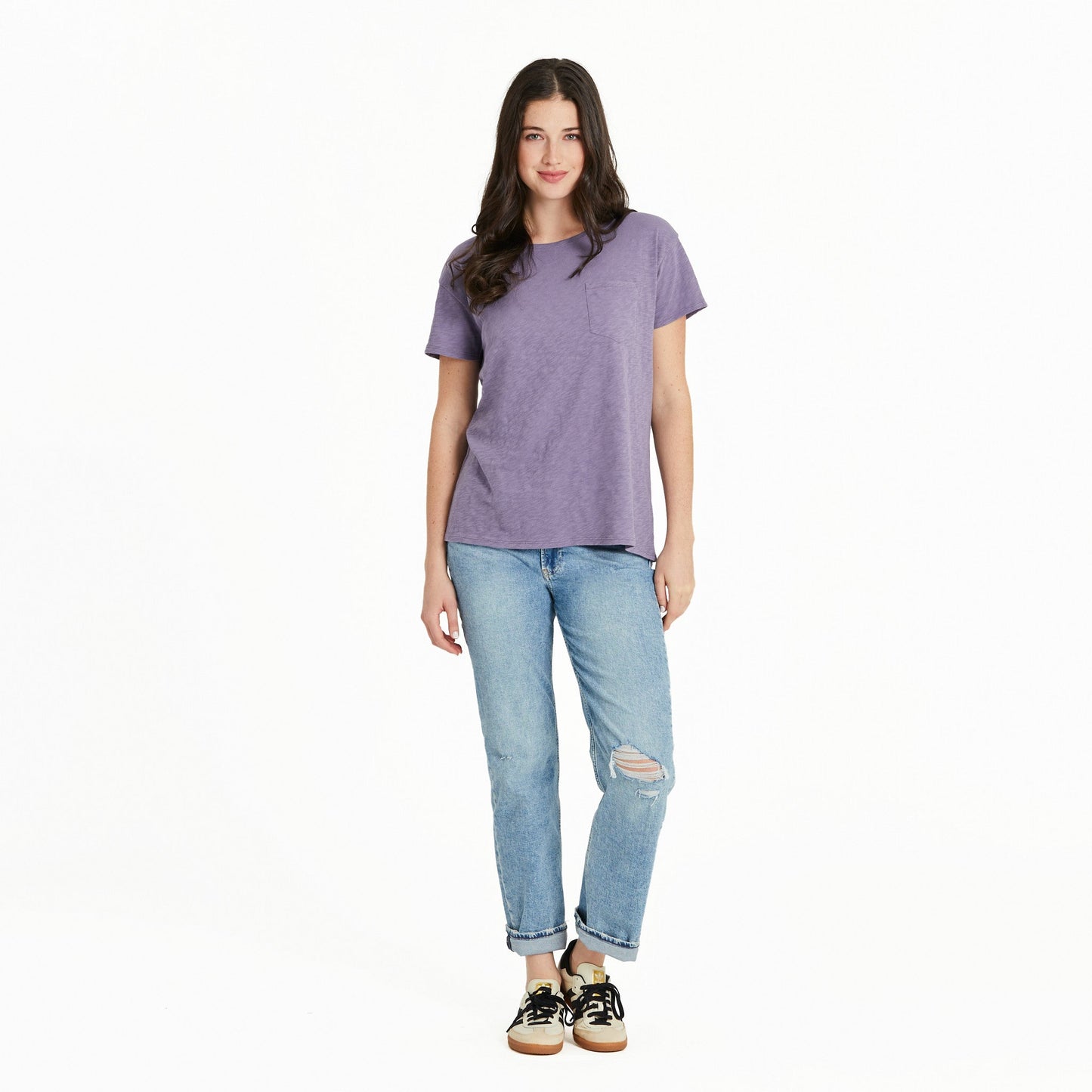 Women's Solid Slub Easy Fit Pocket Tee