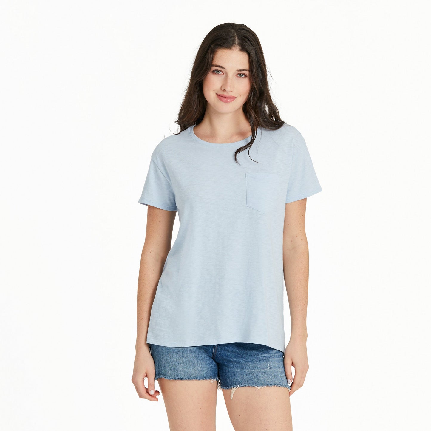 Women's Solid Slub Easy Fit Pocket Tee
