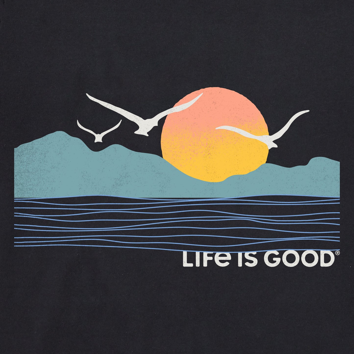 Men's Life is Good Sunset Birds Short Sleeve Tee