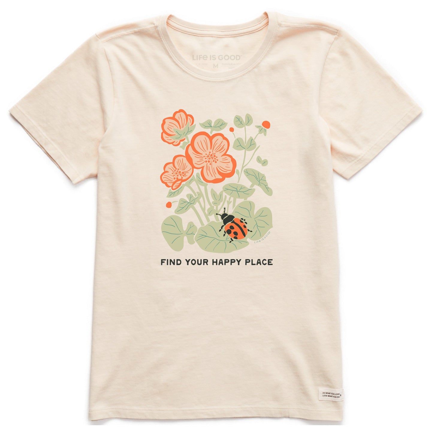 Women's Find Your Happy Place Ladybug Short Sleeve Crusher Tee