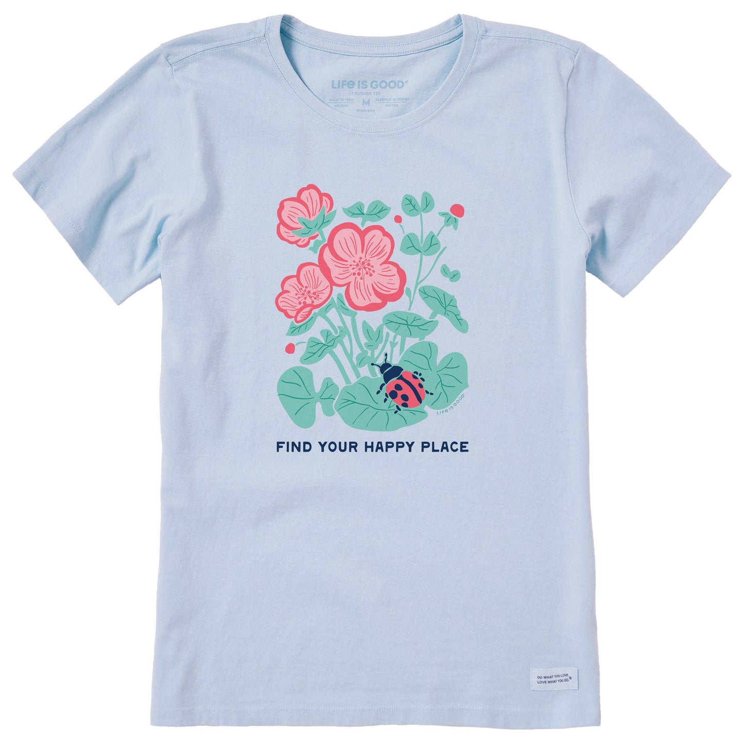 Women's Find Your Happy Place Ladybug Short Sleeve Crusher Tee