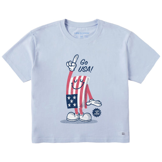 Women's Go USA Flag Guy Short Sleeve Crusher Boxy Tee