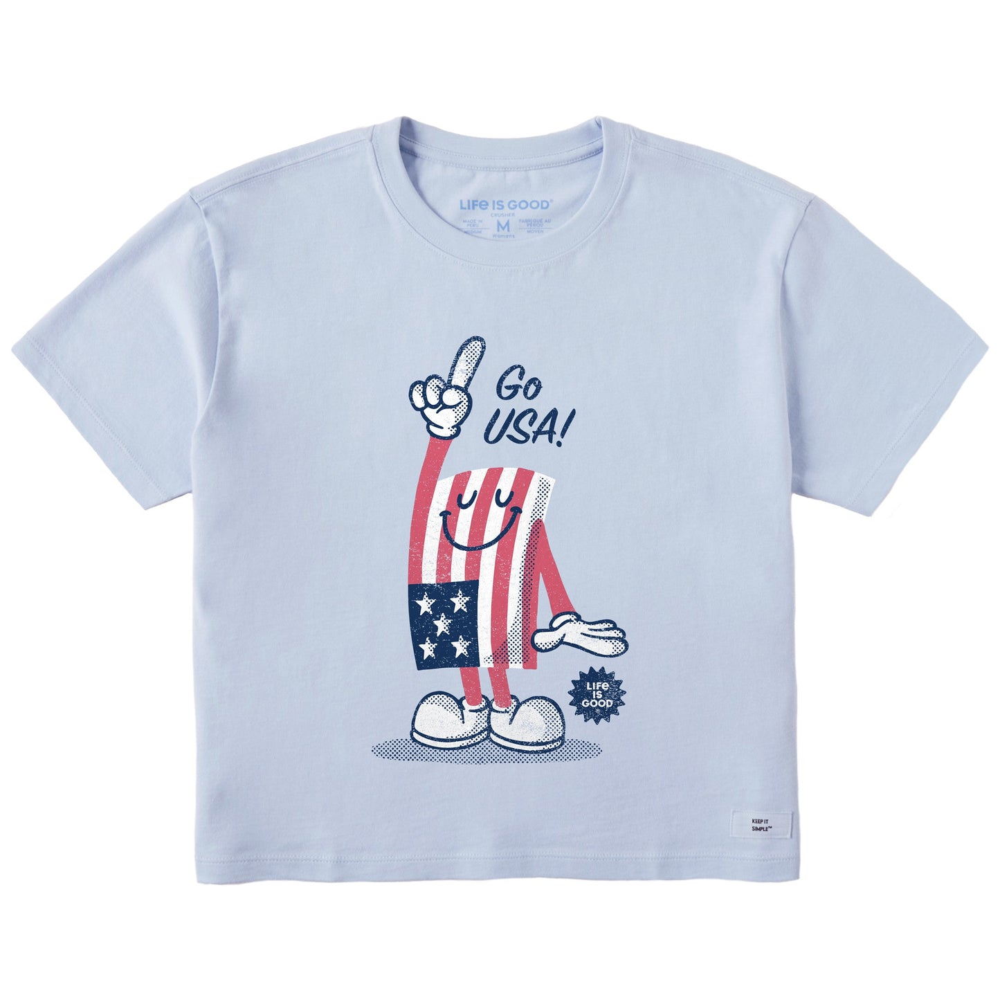 Women's Go USA Flag Guy Short Sleeve Crusher Boxy Tee