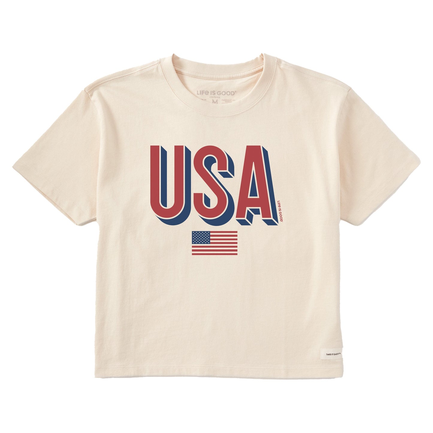 Women's USA Flag Short Sleeve Crusher Boxy Tee