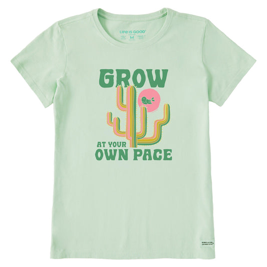 Women's Grow at Your Own Pace Cactus Short Sleeve Crusher Tee