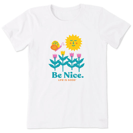 Women's Be Nice Flowers Short Sleeve Crusher Tee