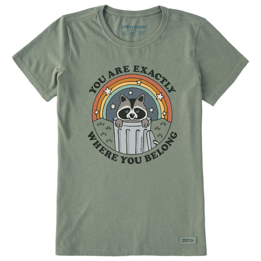 Women's Where You Belong Raccoon Short Sleeve Crusher Tee