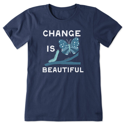 Women's Change is Beautiful Butterfly Short Sleeve Crusher Tee