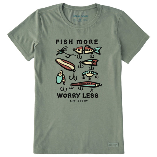 Women's Vintage Fish More Worry Less Short Sleeve Crusher Tee