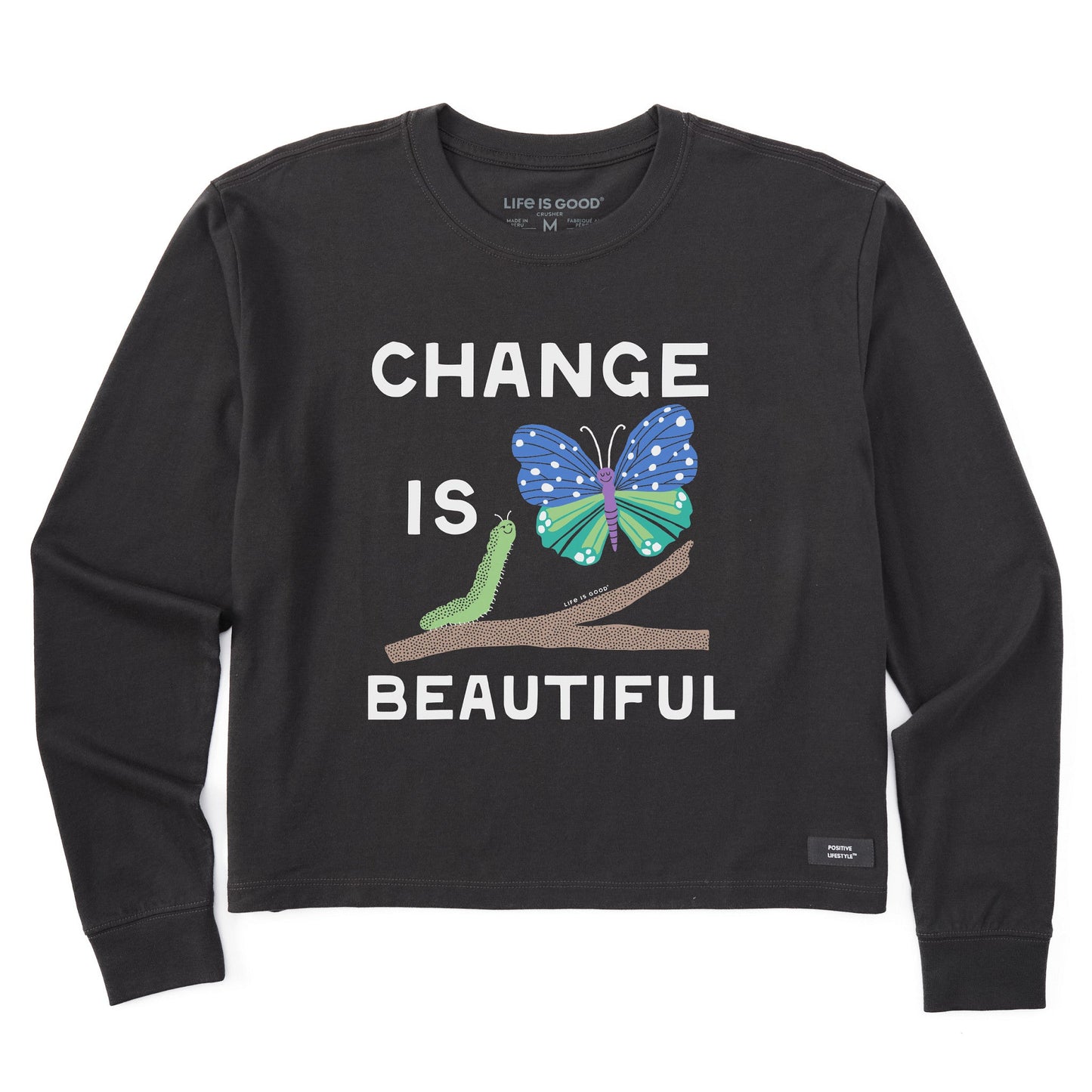 Women's Change is Beautiful Butterfly Long Sleeve Crusher Boxy Tee