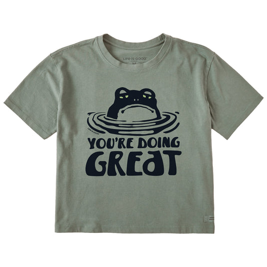 Women's You're Doing Great Frog Short Sleeve Crusher Boxy Tee