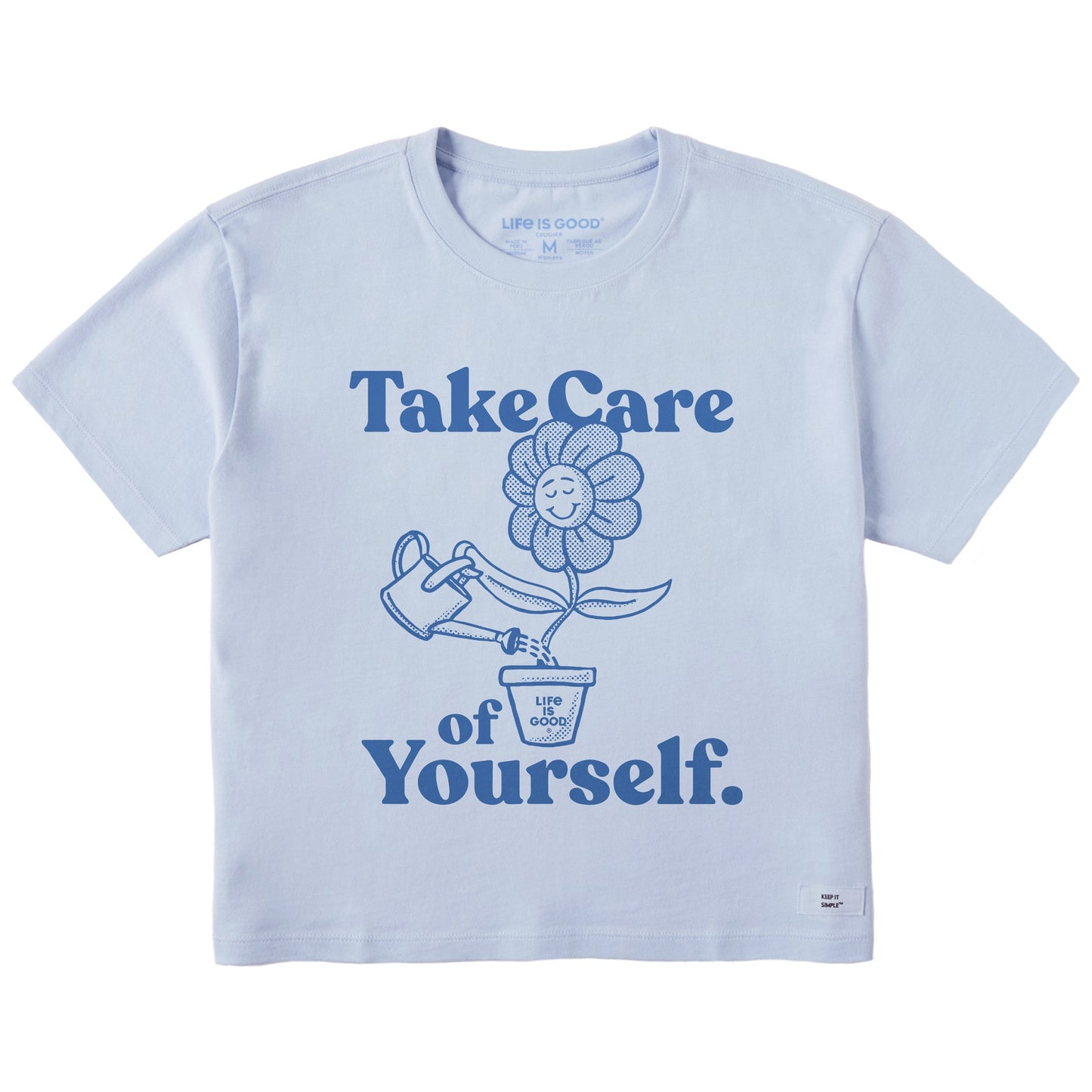 Women's Take Care of Yourself Flower Short Sleeve Crusher Boxy Tee