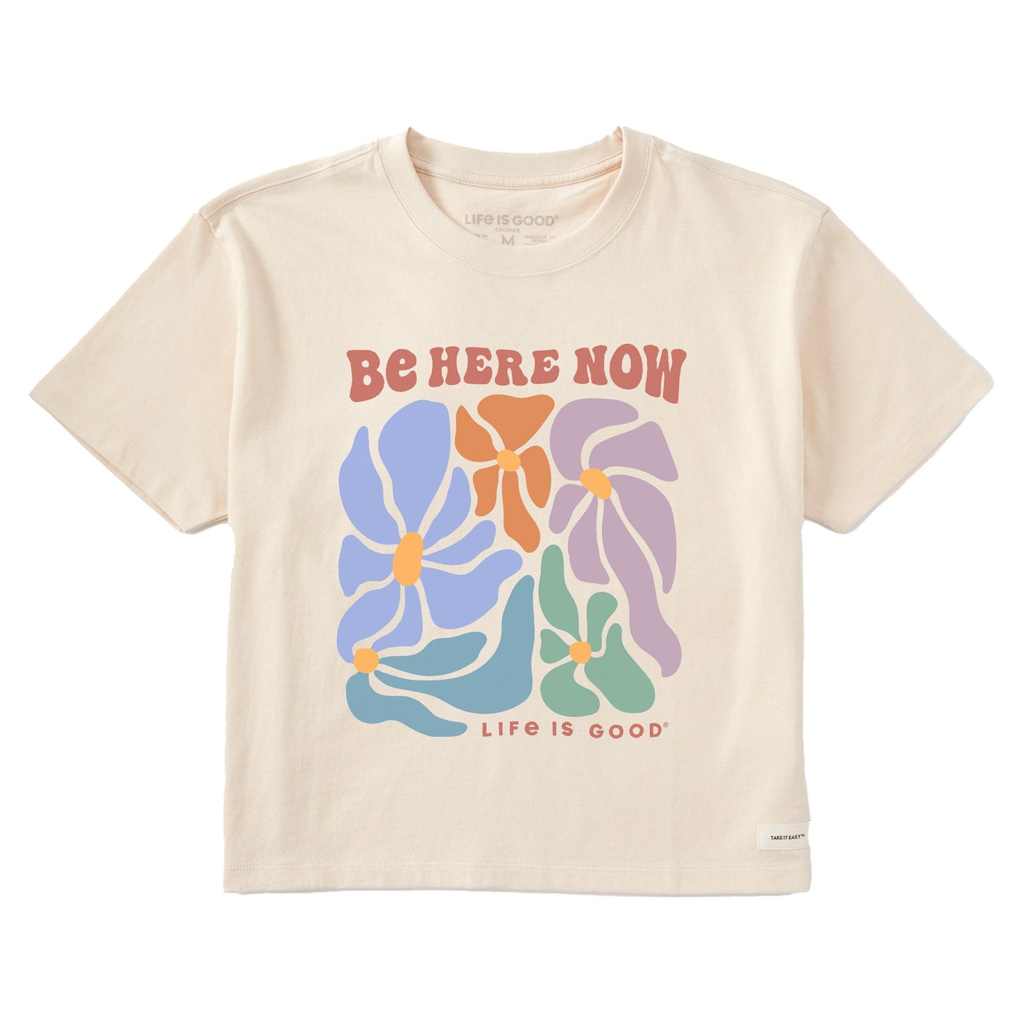 Women's Be Here Now Flowers Short Sleeve Crusher Boxy Tee