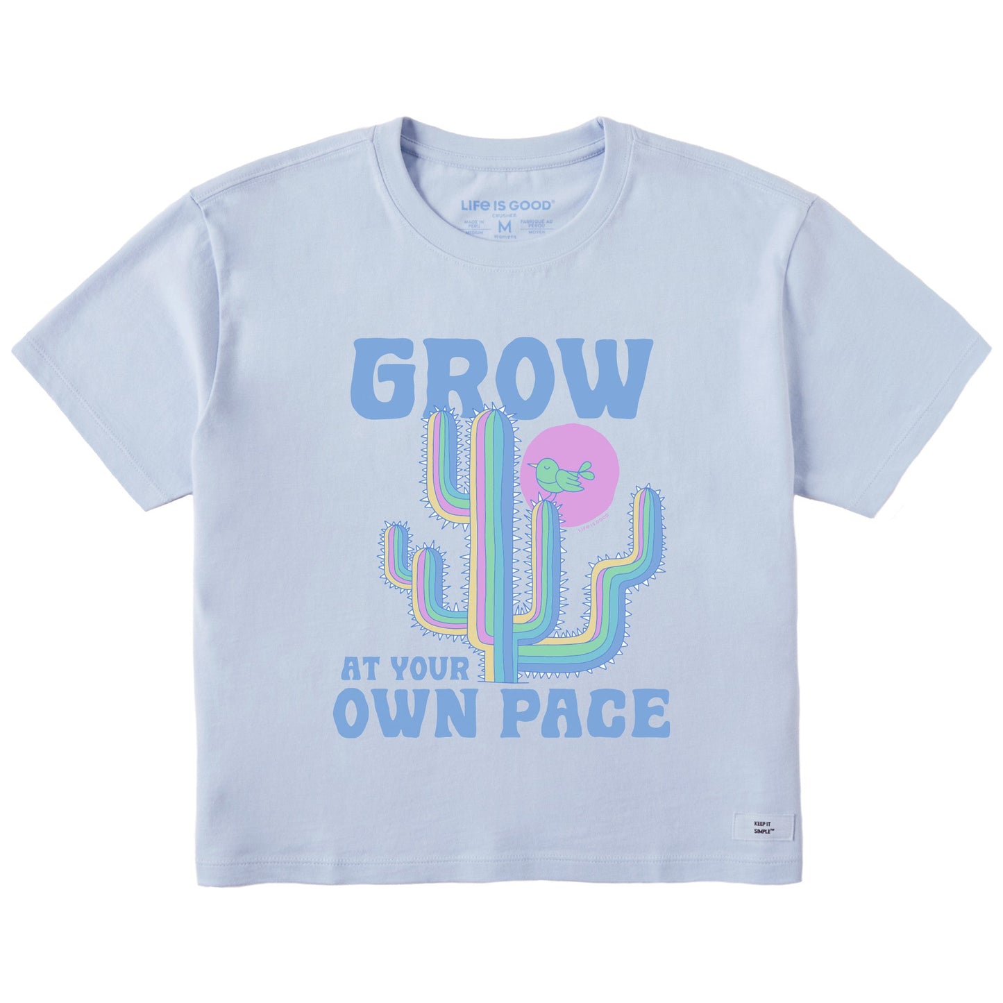 Women's Grow at Your Own Pace Cactus Short Sleeve Crusher Boxy Tee