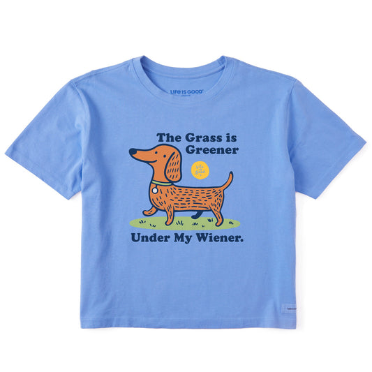 Women's Grass is Greener Wiener Short Sleeve Crusher Boxy Tee