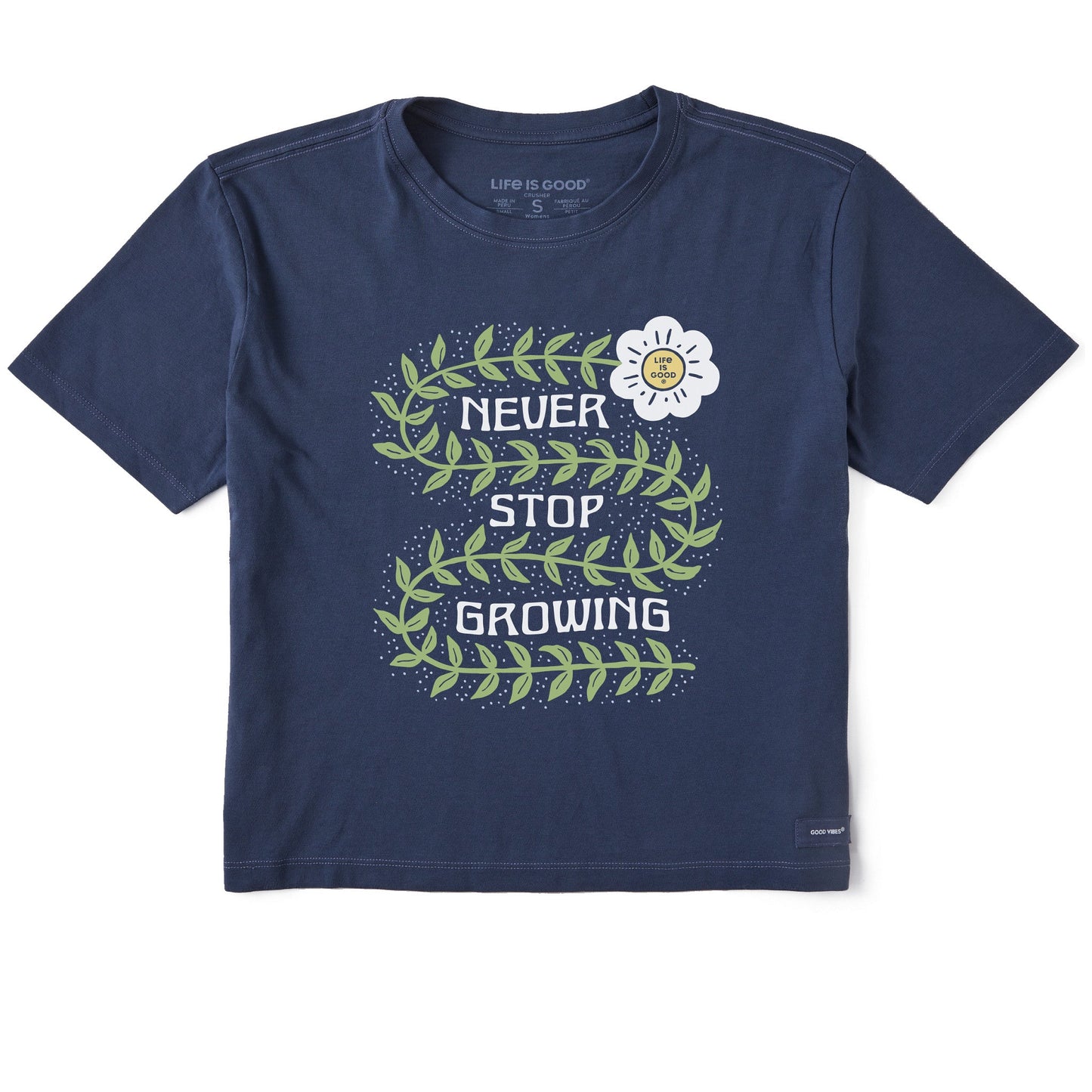 Women's Never Stop Growing Flower Short Sleeve Crusher Boxy Tee