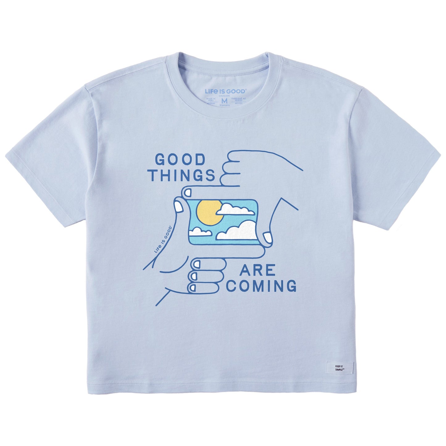 Women's Good Things are Coming Hands Short Sleeve Crusher Boxy Tee