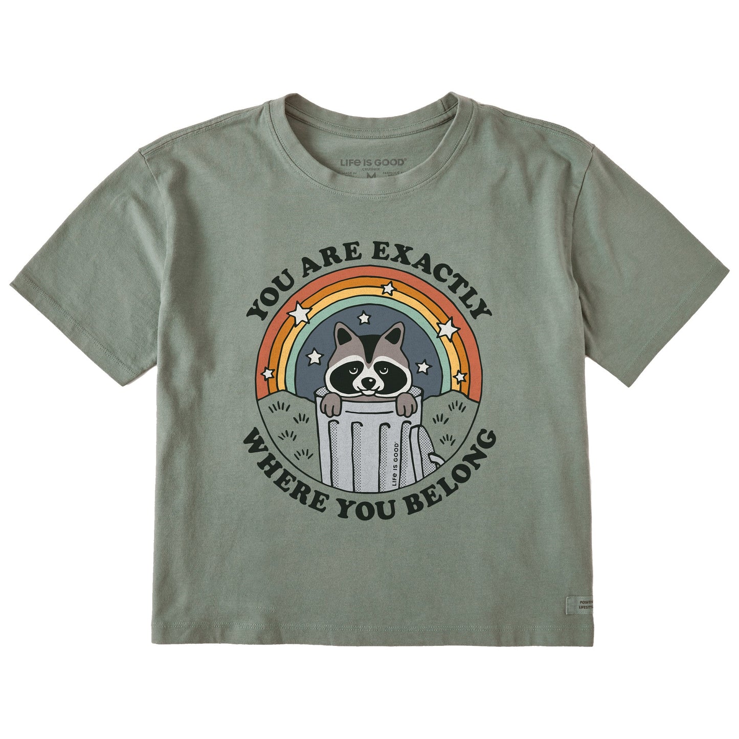 Women's Where You Belong Raccoon Short Sleeve Crusher Boxy Tee