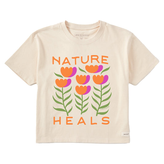 Women's Nature Heals Flowers Short Sleeve Crusher Boxy Tee
