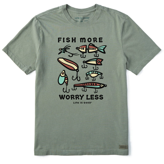Men's Vintage Fish More Worry Less Short Sleeve Crusher Tee