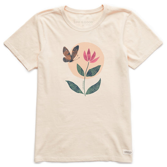 Women's Butterfly Flower Sunset Short Sleeve Crusher Tee