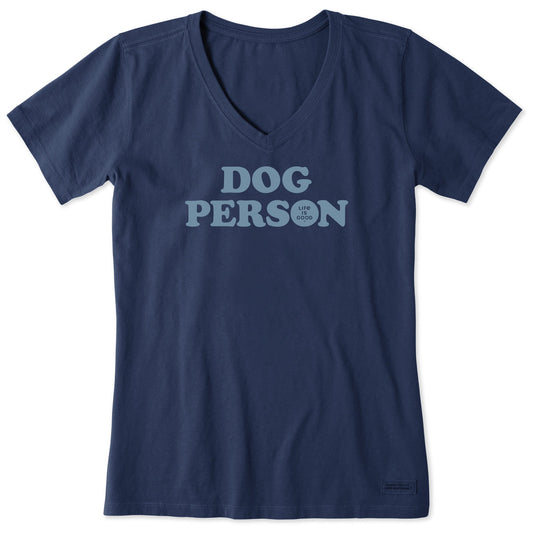 Women's Dog Person Text Short Sleeve Vee