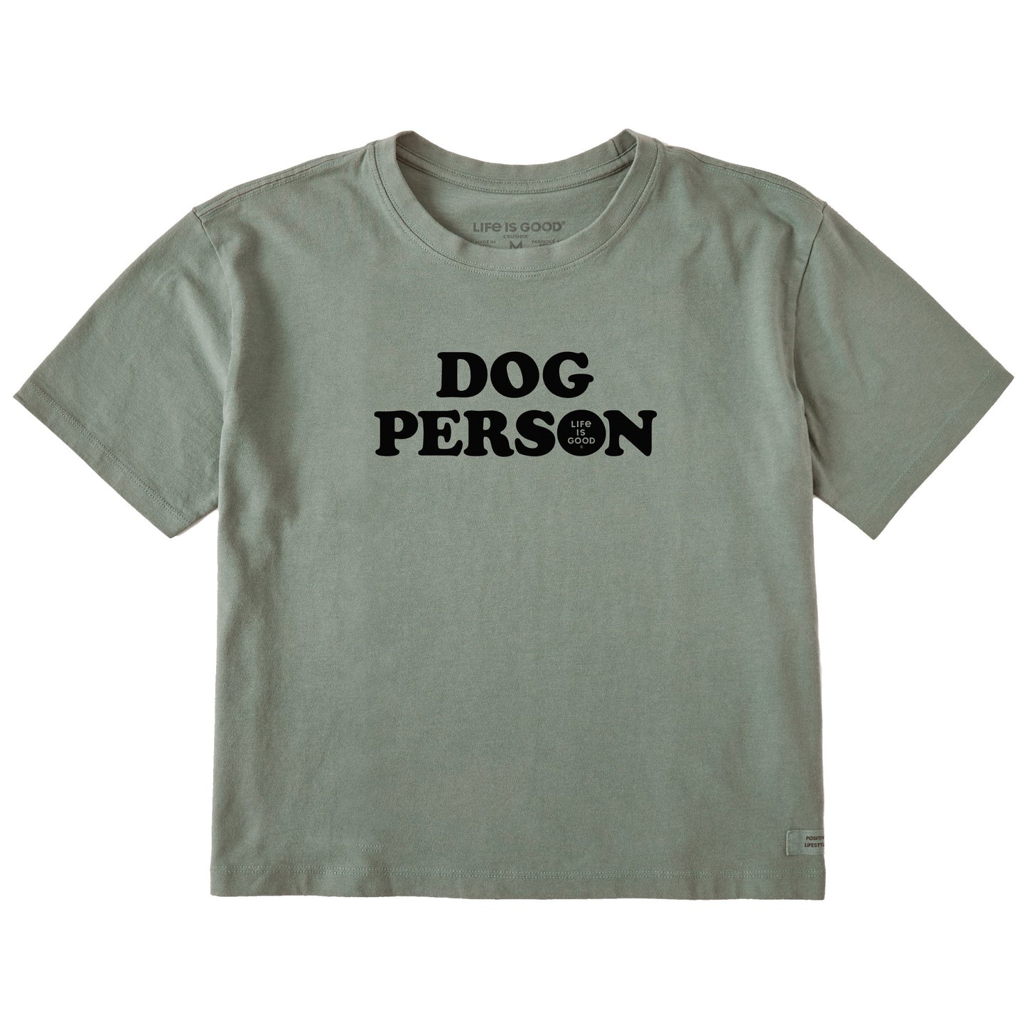 Women's Dog Person Text Short Sleeve Crusher Boxy Tee