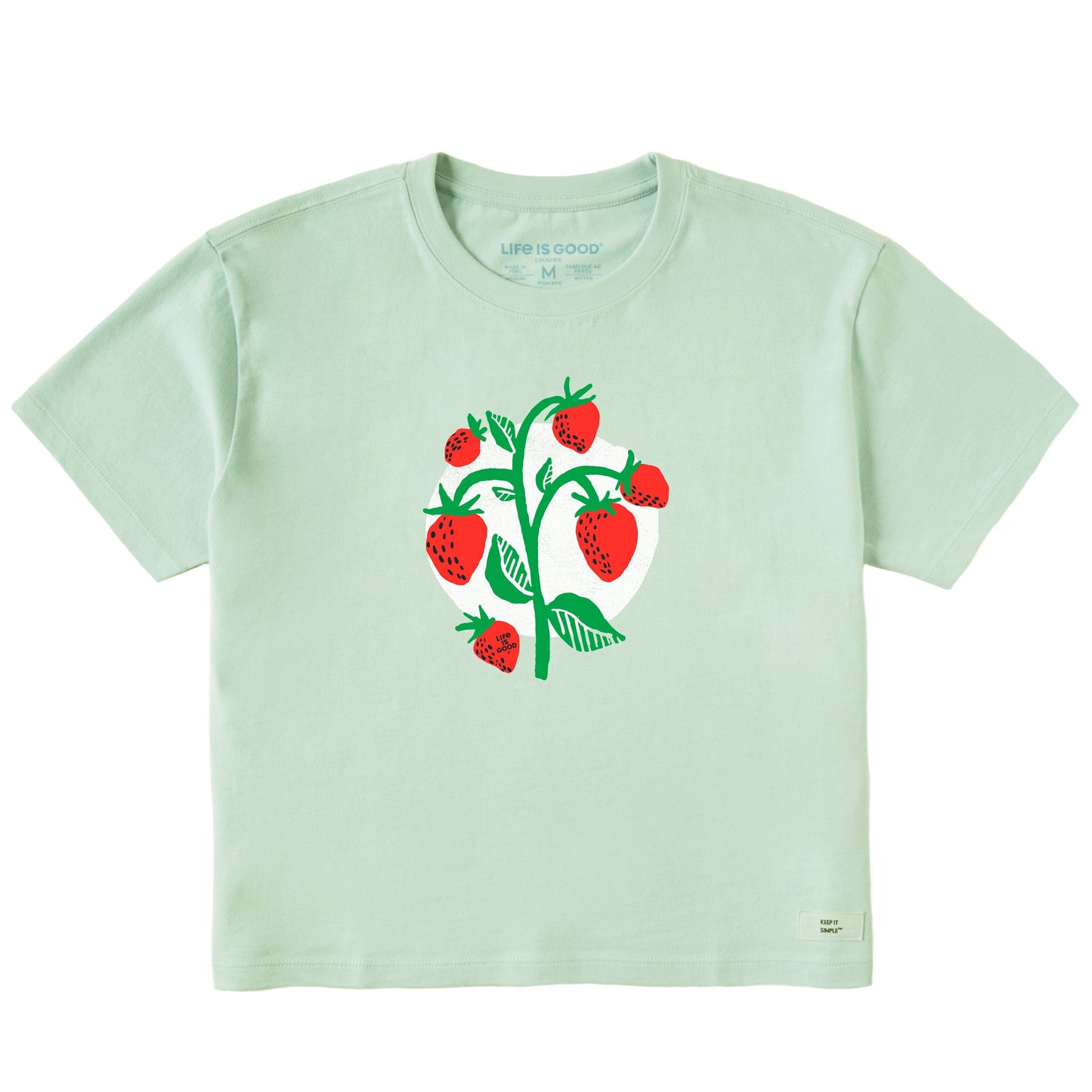 Women's Strawberry Plant Short Sleeve Crusher Boxy Tee