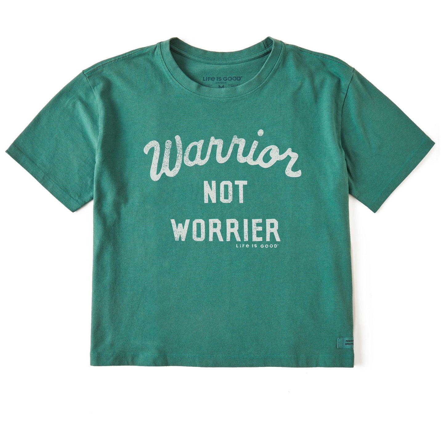 Women's Warrior Not Worrier Script Short Sleeve Crusher Boxy Tee