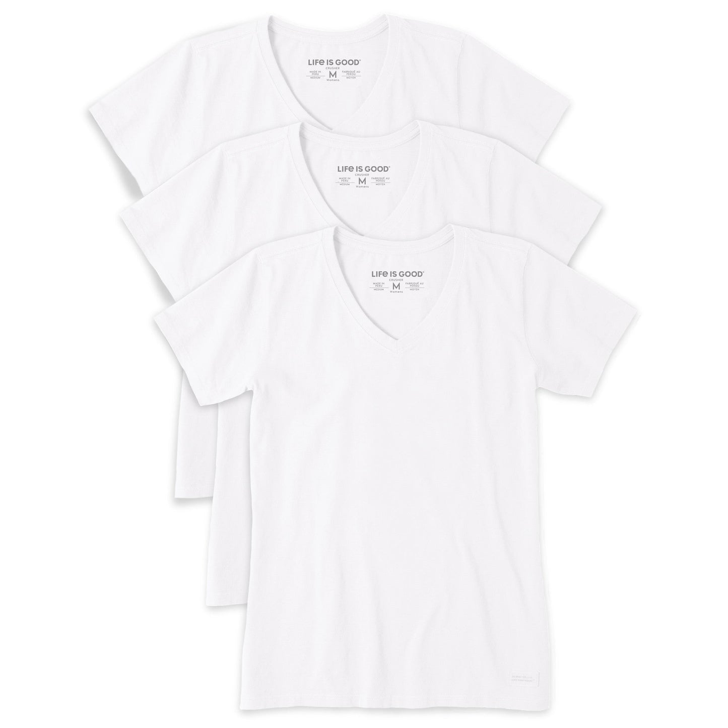 Women's Solid 3-Pack Crusher Vee- White